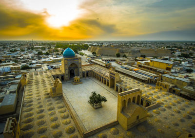 Panorama-of-Bukhara,-Uzbekistan